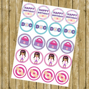 Doc McStuffins Themed Cupcake Toppers/ Party Tags