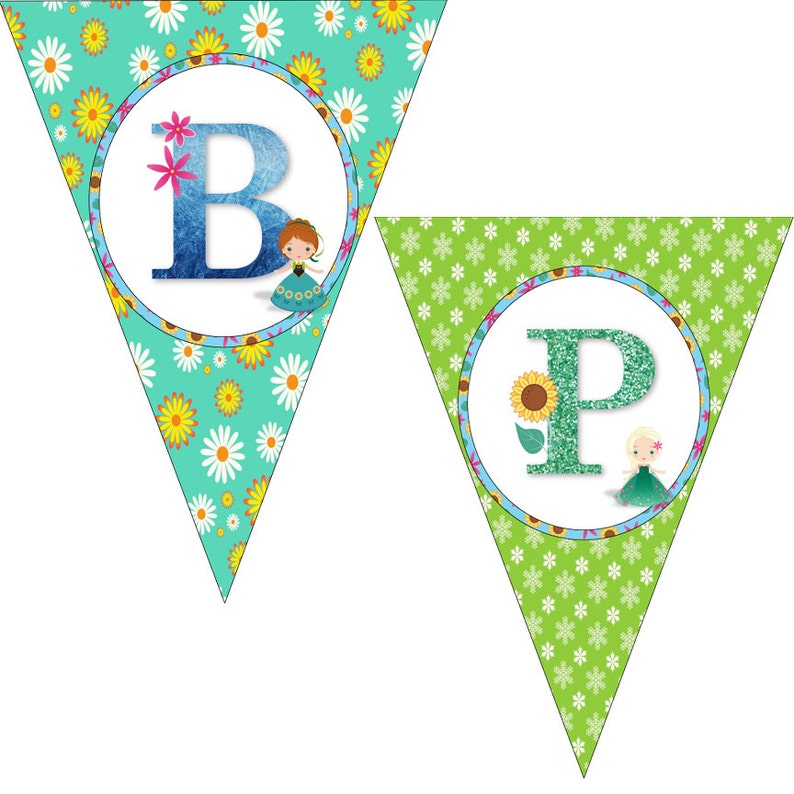 Frozen Fever Happy Birthday Party Banner INSTANT Digital Download image 2