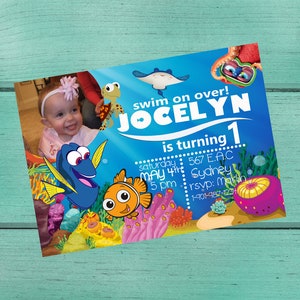 Finding Nemo/Dory Einladung zur Geburtstagsfeier / Baby-Dusche/maßgeschneiderte digitale Einladung mit / oder Kind Foto
