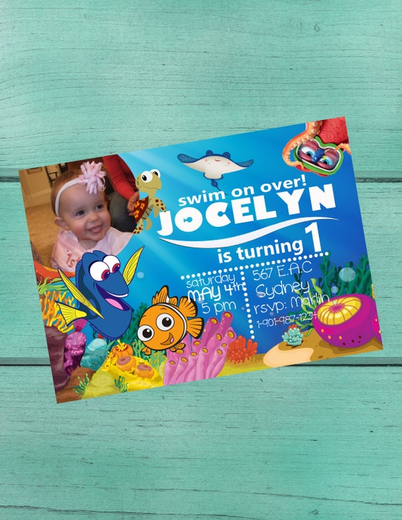 Finding Nemo/Dory Birthday Party Invitation/ Baby Shower/Customized Digital  Invitation with/ or w/out Child Photo