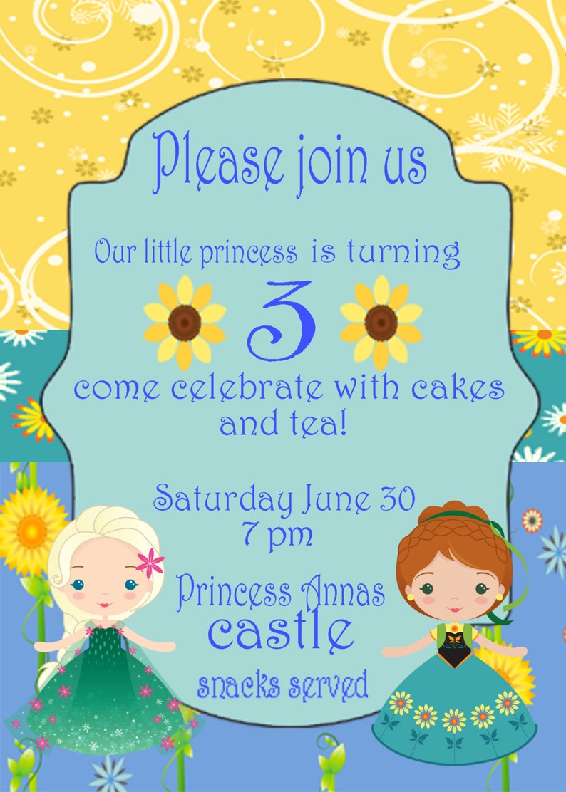 Frozen Fever Themed Customized Digital Invitation With or Without Child