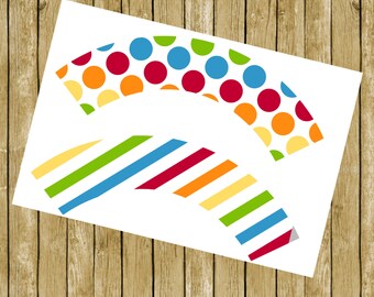 Baby Einstein/ Rainbow Children's or School themed Cupcake Wrappers INSTANT DOWNLOAD Printable