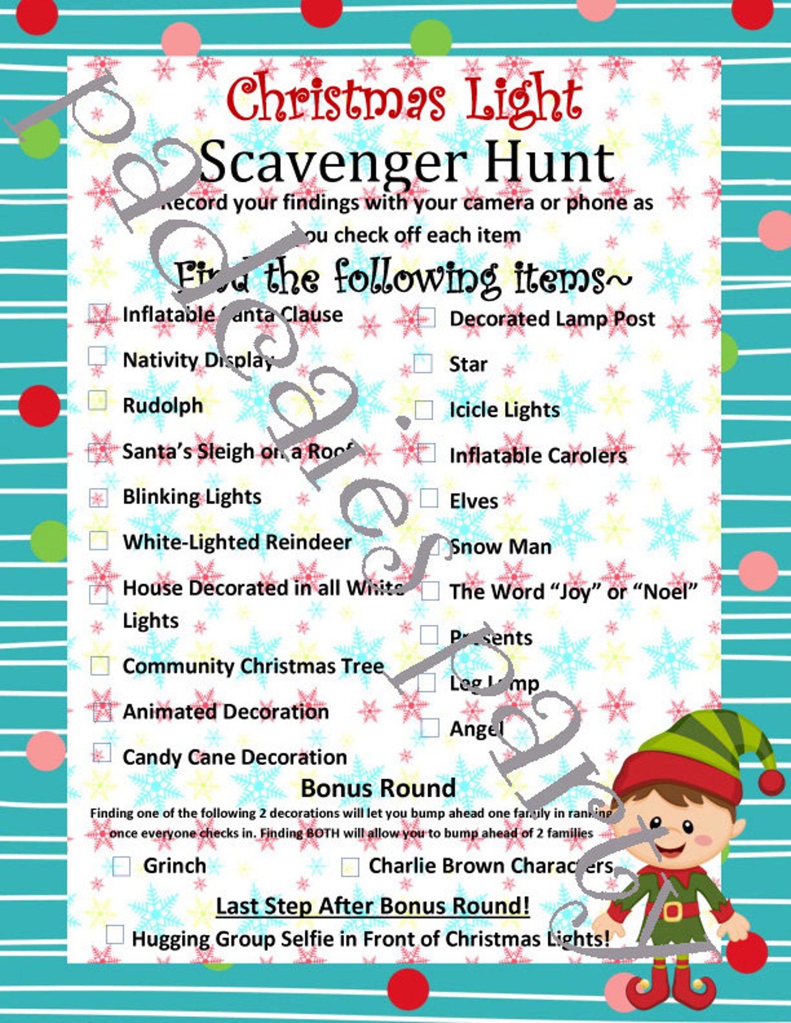 Christmas Light Scavenger Hunt Game Etsy