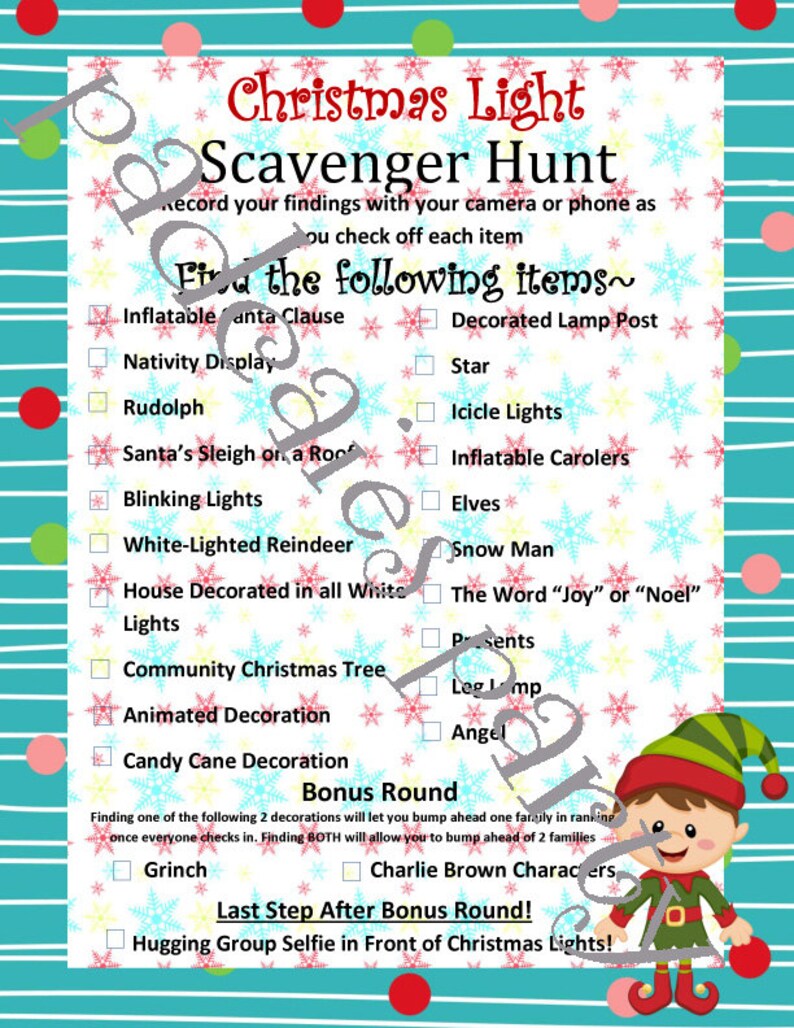 Christmas Light Scavenger Hunt Game Etsy