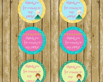 Frozen Fever themed Thank You Tags/ Cupcake Toppers/ Party Tags INSTANT DOWNLOAD Printable