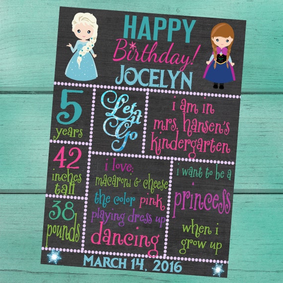 Frozen Party Customized Chalkboard/Whiteboard Birthday/ Back to School/Last Day of School/First Day of School/ Baby Shower/ Photo Prop Sign Il_570xn