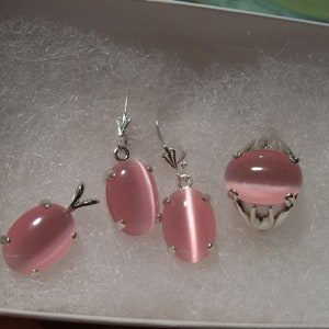 Pink Dale Stone Set in Sterling Silver - Includes a Beautiful ring, Pendant and earrings  (ST09)