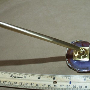 Pen Set for Desk - has brazilian agate & petrified wood with pen  (OT02)
