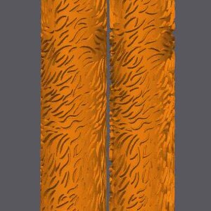 May include: Two cylindrical orange rollers featuring a repeating, carved, fur-like texture across their entire surface. The rollers are positioned vertically side-by-side, displaying a consistent pattern of short, curved, and irregular indentations.
