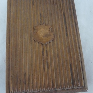 Antique Swiss Black Forest carved wood photo CDV Carte De Visite photo album women men children shield