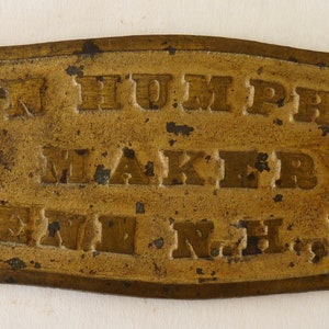 John Humphrey Keene NH advertising brass plaque Machine Co tool Lyndon VT history manfacturing industrial collectible home decor metal