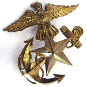 Vintage Vietnam Brass South Korean Marines Eagle Star Anchor badge pin US military uniform