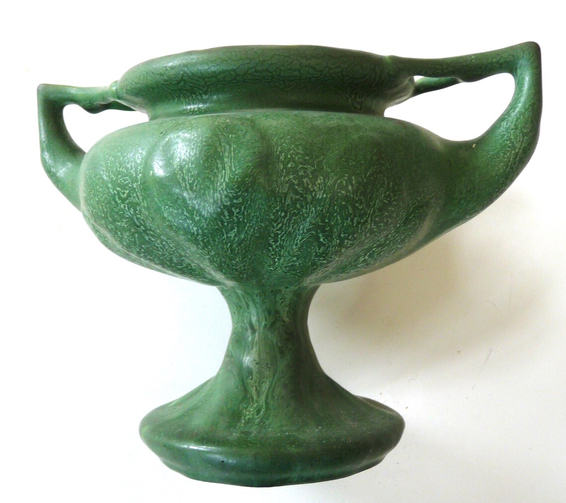 Hampshire Pottery Matte Green Urn Vase Arts Crafts Antique Keene NH Etsy