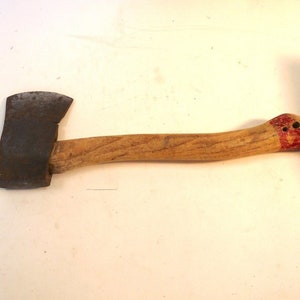Vintage wood chopping axe hatchet tool boy light camping home decor