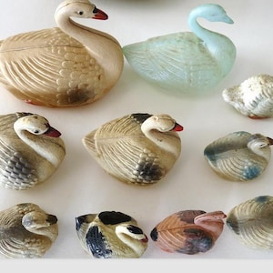 10 Antique vintage celluloid swans bird home decor collectible child toy farm