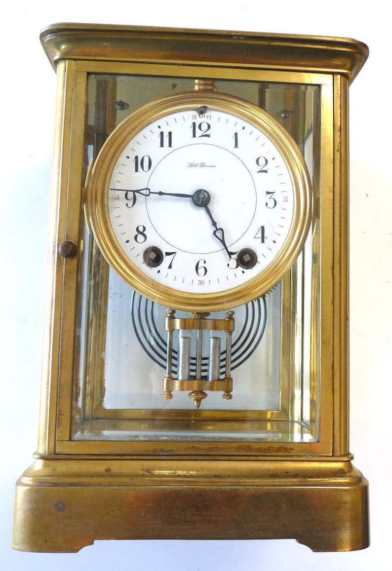Seth Thomas brass mantle vintage clock Empire pendulum mantel Etsy