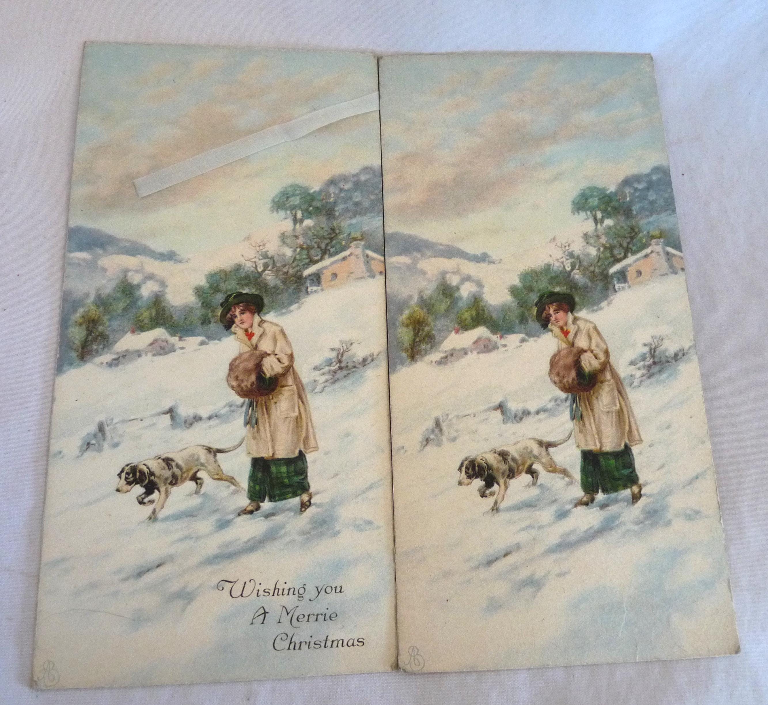 Victorian Lithograph Girl With Dog - Etsy