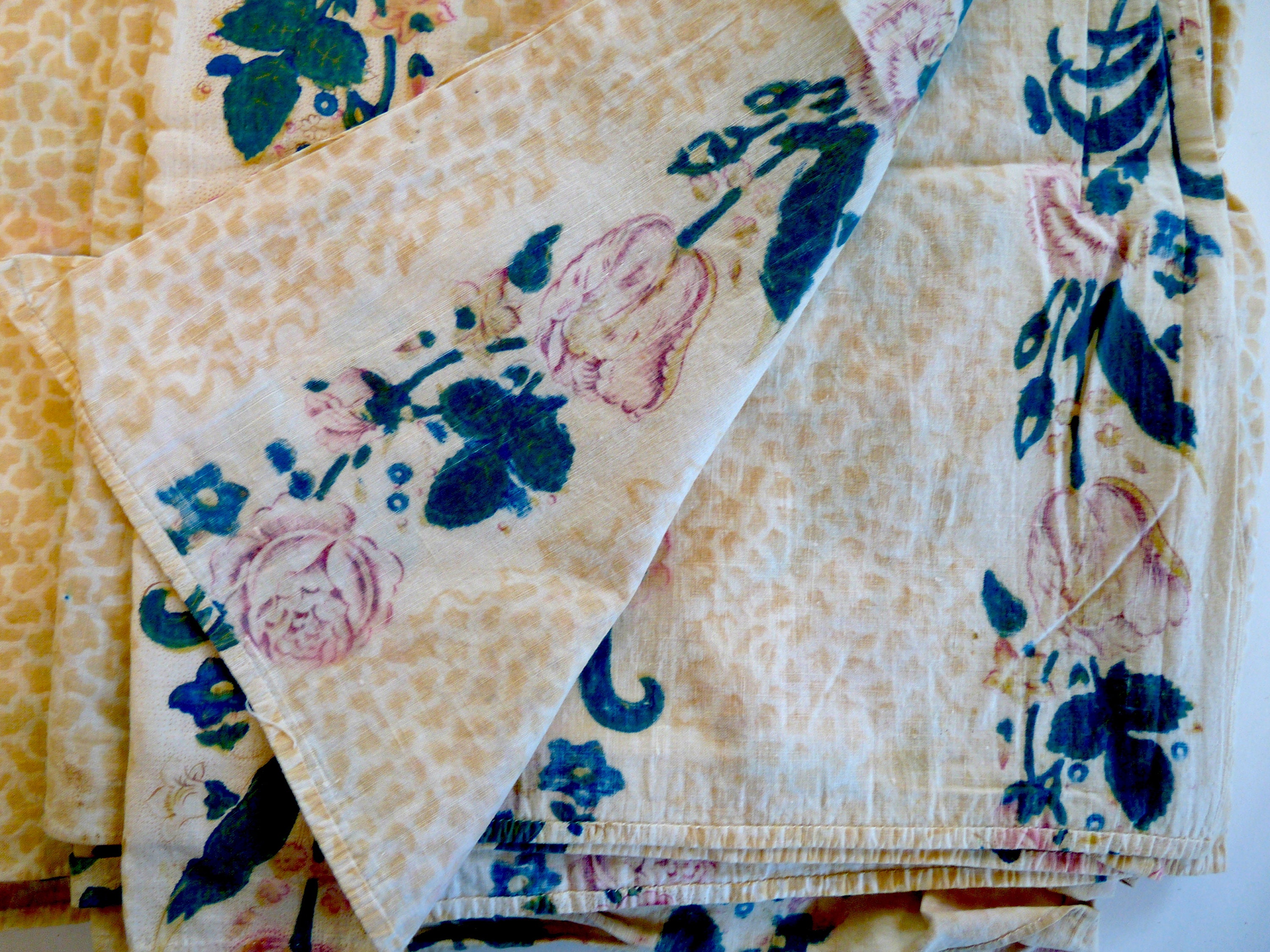 2 Antique Cotton Muslin Fabric Panels Hand Block Stripe Floral - Etsy