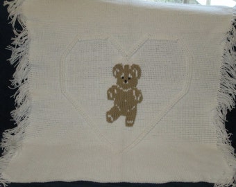 Teddy Bear in a Heart Baby Afghan