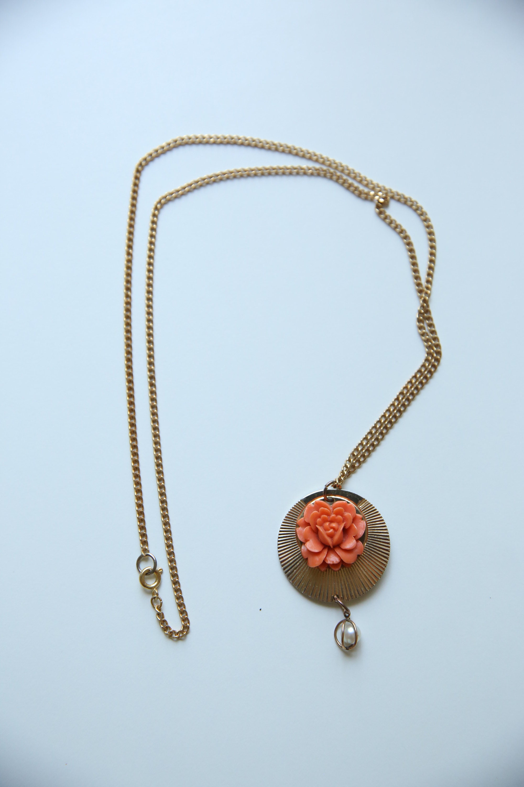 Vintage Rose necklace Gold necklace Estate jewelry Rose Etsy