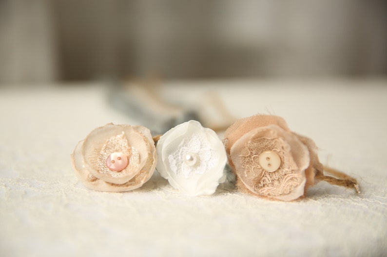 Baby headbands sitter photos newborn photo prop 6 month photoshoot Tieback Set Baby tiebacks Set of 3 tiebacks Shabby Chic Tiebacks