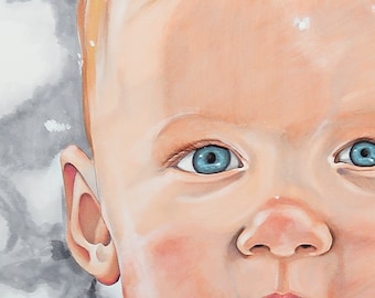 Custom Child Portrait Drawing, from photo, color