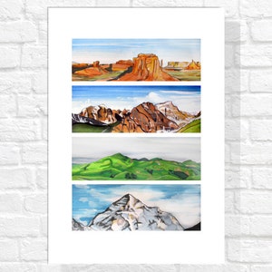 Seasonal Mountain Landscape Giclee Art Print