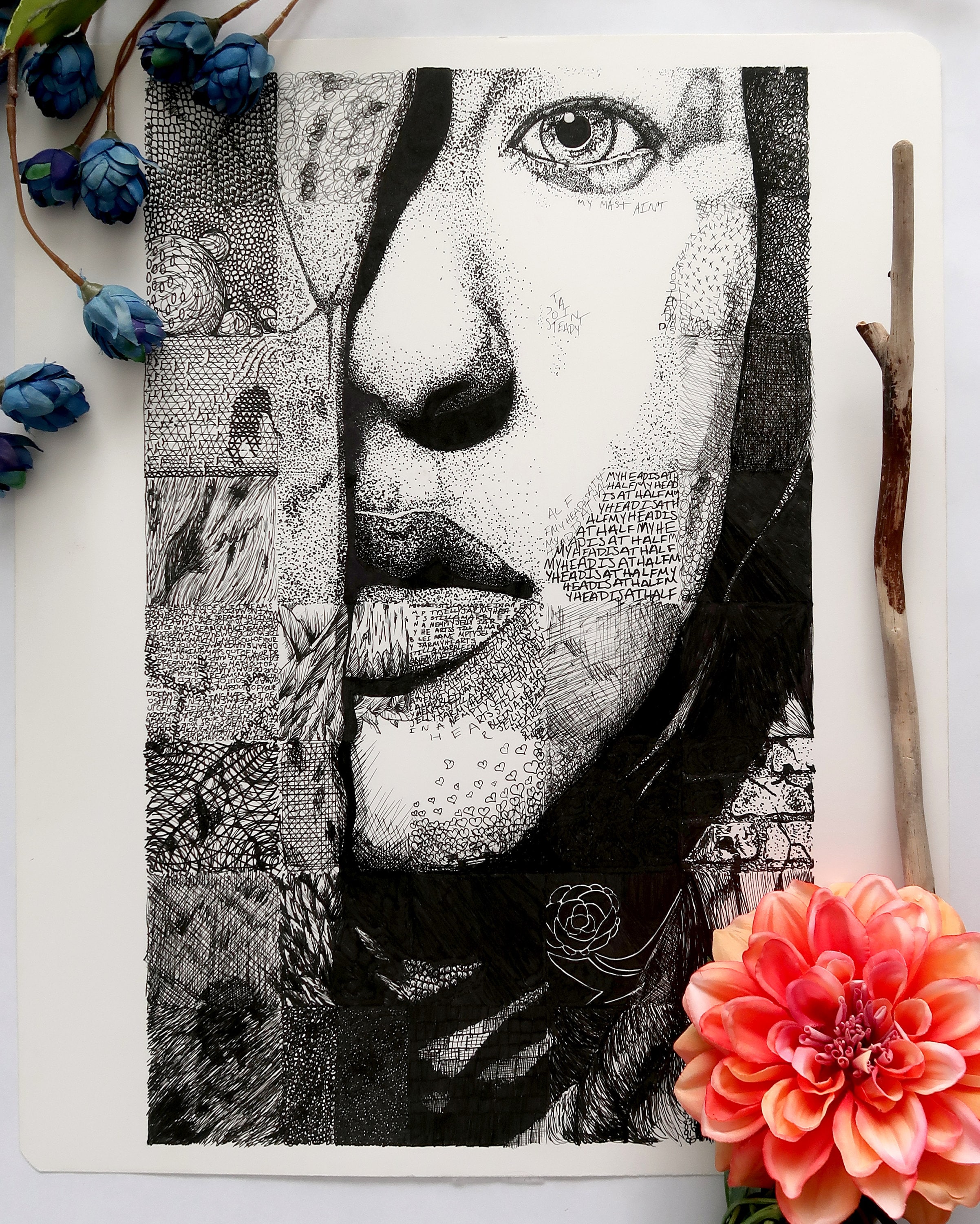 Custom Pen and Ink Portrait Portrait Drawing Drawing Etsy