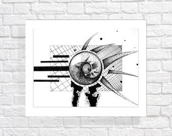Black and White Abstract Art Print, Pen and Ink Art, Abstract Wall Art, Black and White Print, Abstract Art Prints, Giclee Fine Art Print