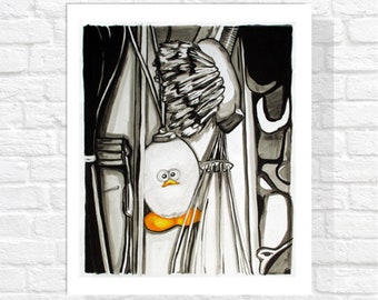 Cute Egg Whisk Print from Original Illustration for Kitchen