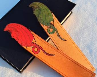 Handmade Leather Dragon Bookmark: Personalized Fantasy Gift