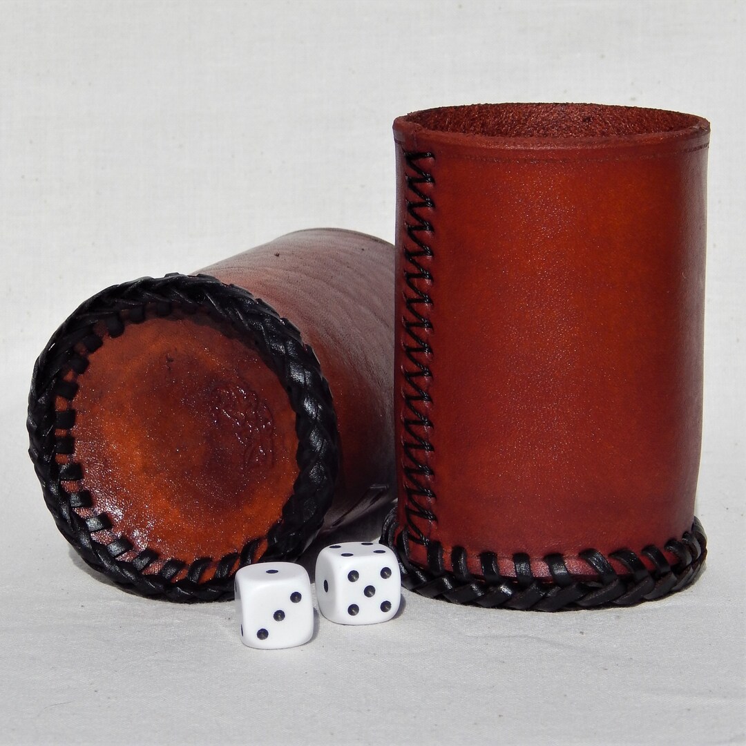 Dice Cup in British Leather Dice Pot Personalised Leather Etsy