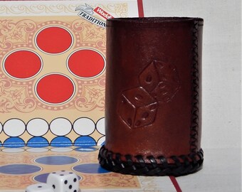 Handmade Leather Dice Cup: Embossed Gaming Pot, Warhammer, Liar Dice