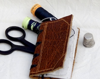 Personalized Leather Needle Case: Handmade Sewing Needle Book