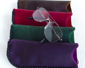 Handmade Leather Glasses Case: Pocket Size Reading Glasses Holder