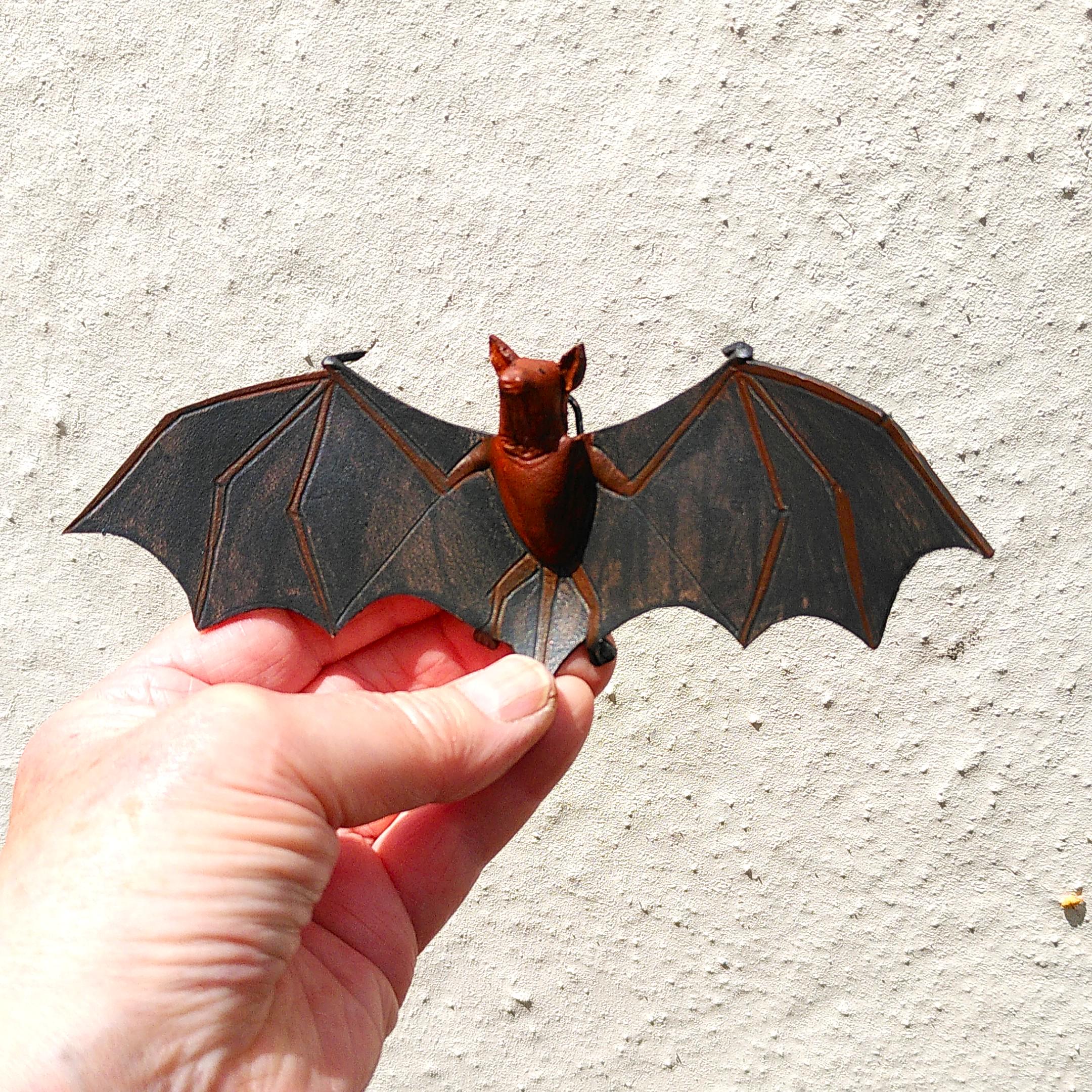 Bat in Leather,hat Decoration, Halloween Decor, Wican, Witch, Pipistrel ...
