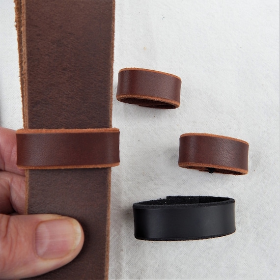 Replacement Leather Belt Loops in Black , Brown or Tan, Two Strap