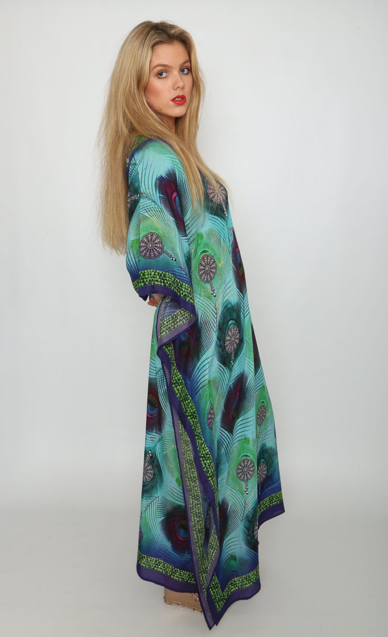 Dames Maxi Kaftan Silk Beach Cover Up Chic Maxi Dress & Etsy