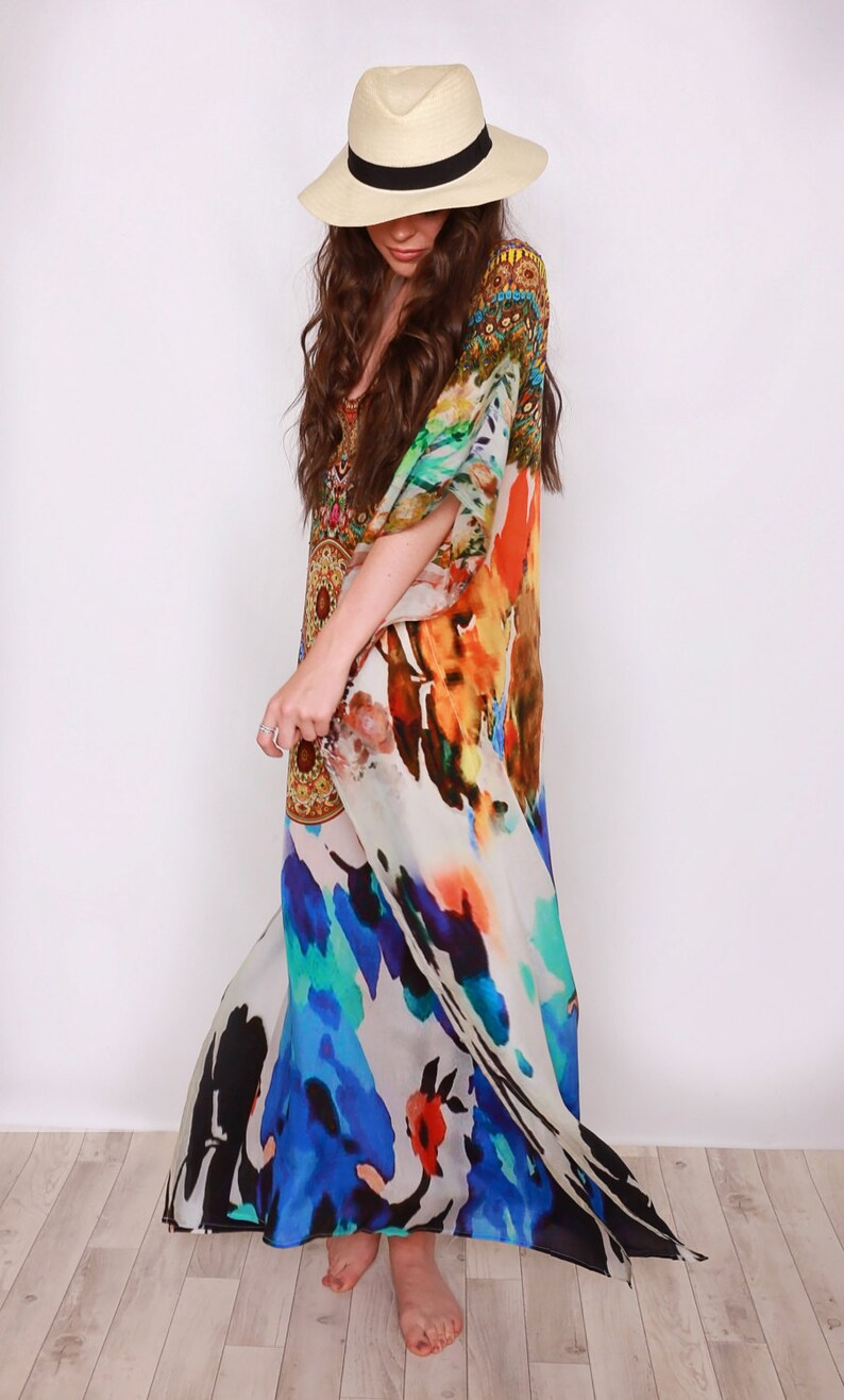 Ladies Maxi Kaftan / Beach Cover Up Chic Maxi Dress & Holiday Etsy