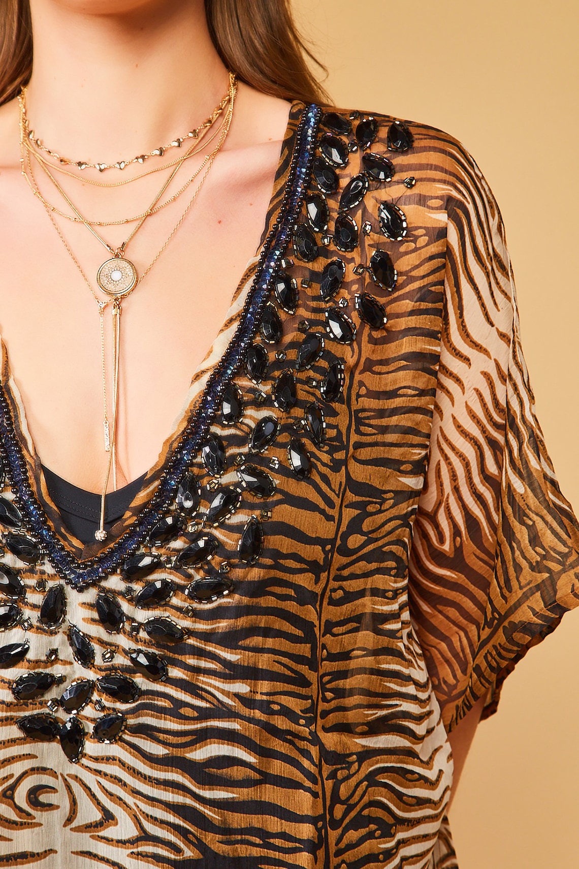 ROUND NECK KAFTAN ANIMAL ARMY