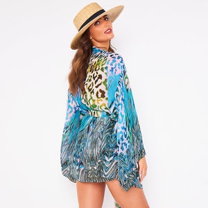 Giacca kimono con stampa leopardata immagine 5