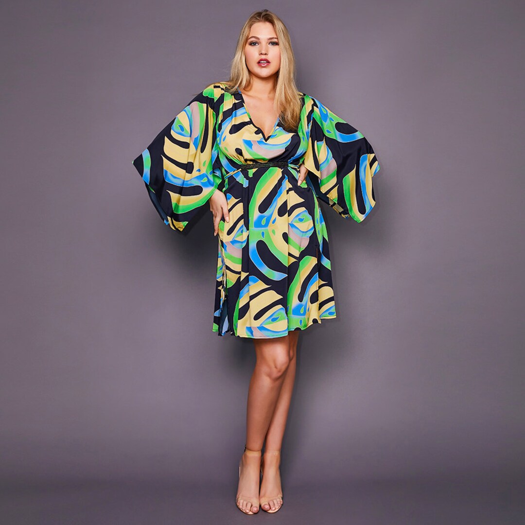 Kimono Sleeve Black Dress