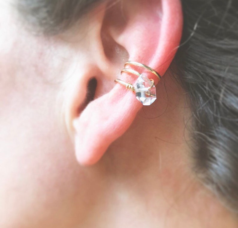 Ear Cuffear Cuffs No Piercingear Wrapfaux Herkimer Diamond Etsy