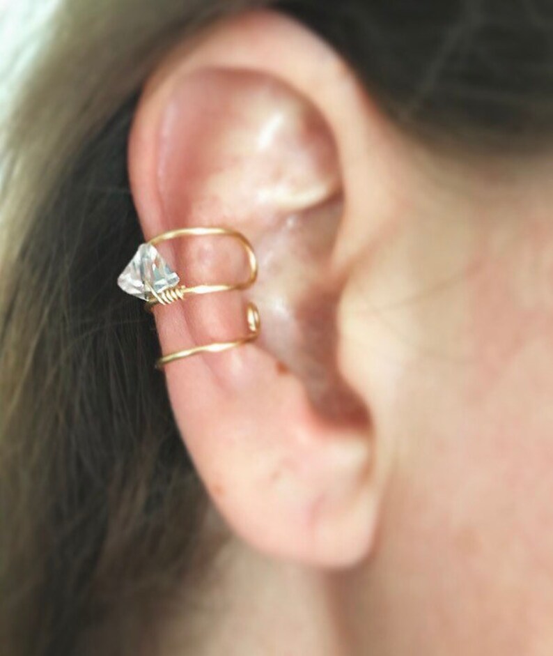 Ear Cuffear Cuffs No Piercingear Wrapfaux Herkimer Diamond Etsy