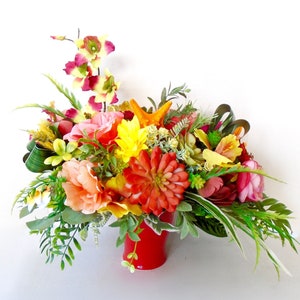 Silk Floral Table Arrangement, Silk Floral Centerpiece, Floral Arrangement, Home Decor, Summer Floral Arrangement, Silk Floral Arrangement