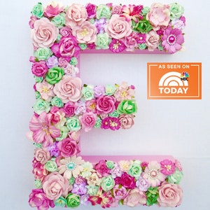 Custom Floral Letter Monogram Medium 12&quot; Flower Initial in Your Choice of Colors on Paper Mâché Base, Wedding Decor, Bridal Shower, Nursery