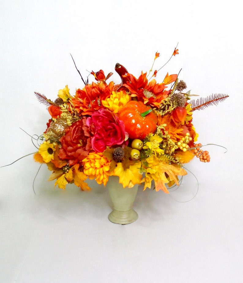 Fall Floral Arrangement, Fall Table Centerpiece, Fall Centerpiece, Autumn Centerpiece, Thanksgiving Table Centerpiece, Fall Decor, Autumn image 3