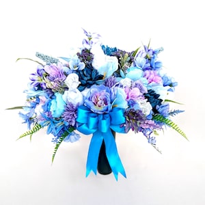 Silk Floral Cemetery Arrangement, Cemetery Cone, Graveside Flowers, Cemetery Flowers, Funeral Flowers, Memorial Flowers, Cemetery, RIP