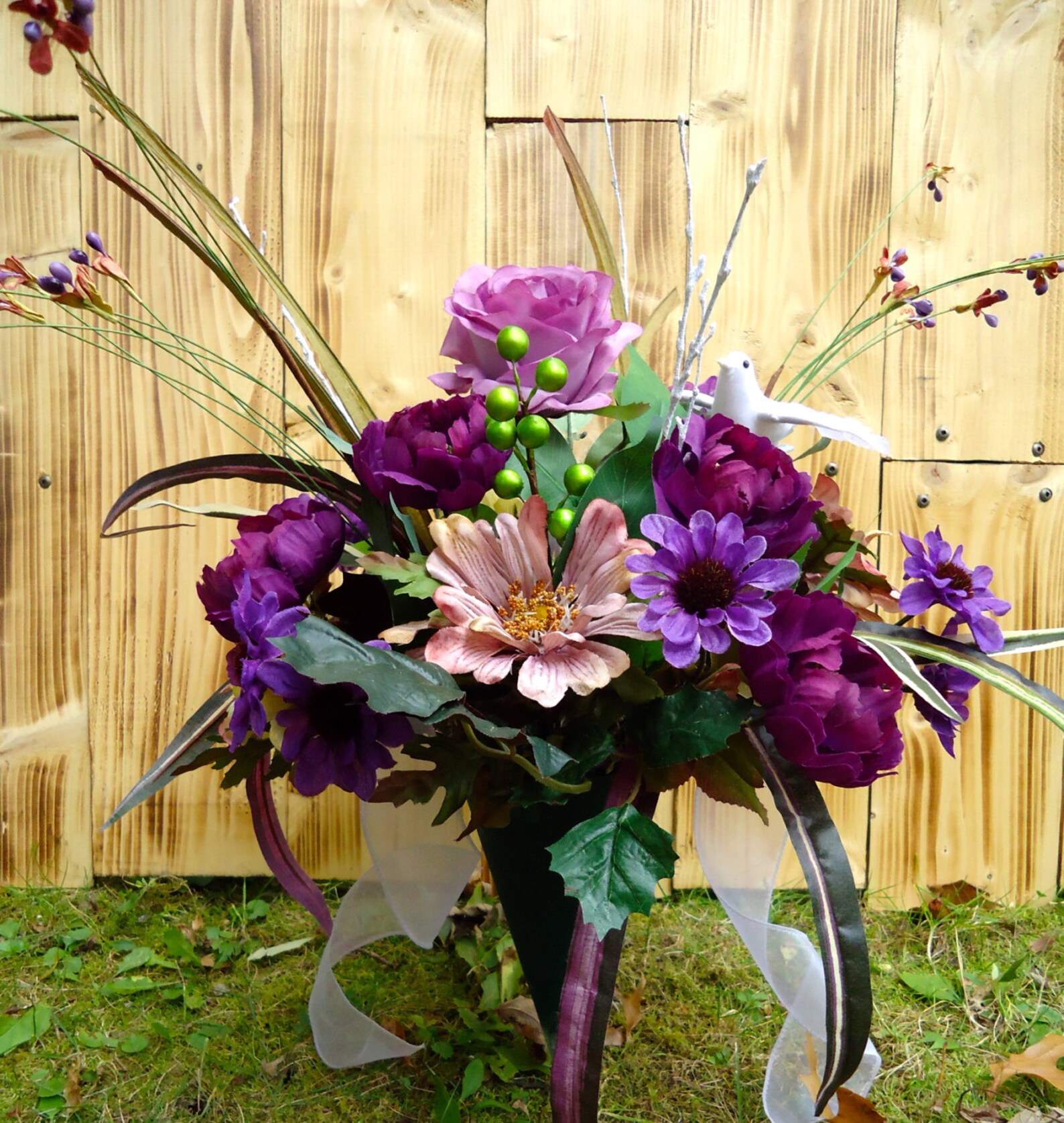 Cemetery Arrangement in Cone Holder Remember Etsy