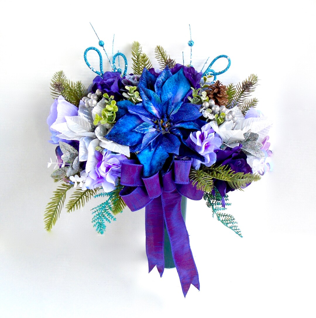 Winter Cemetery Arrangement in Cone Holder Graveside Flowers Etsy